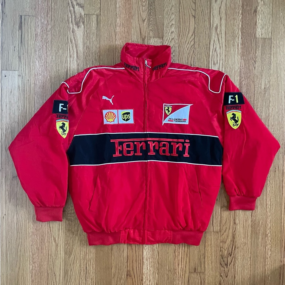 Ferrari Red and Black Racing Bomber Jacket